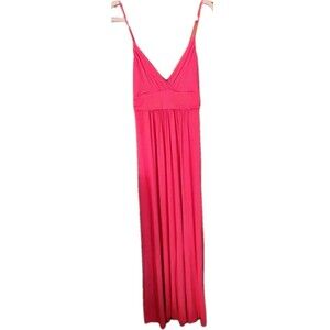 COCO USA Women's Pink Maxi Dress Size L Spaghetti‎ Straps V-Neck